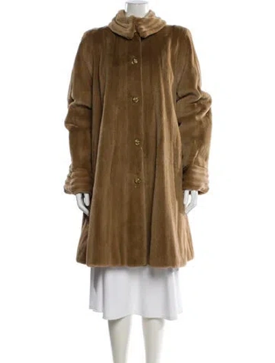 Pre-owned Valentino Vintage Mink Fur Coat In Brown