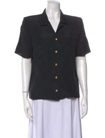 Pre-owned Valentino Vintage Miss V Blouse In Black