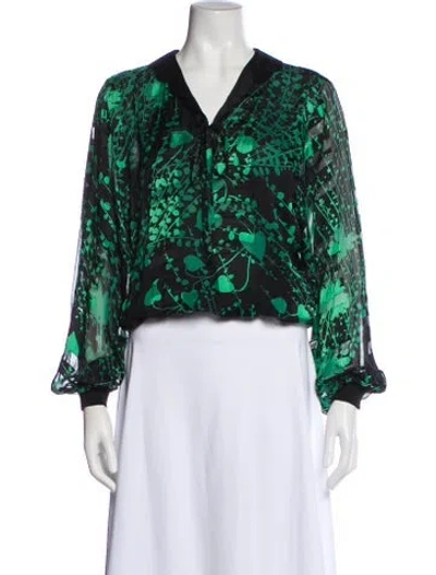 Pre-owned Valentino Vintage Miss V Blouse In Green