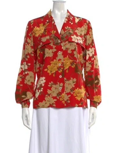 Pre-owned Valentino Vintage Miss V Blouse In Red