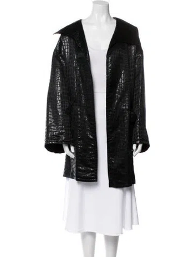 Pre-owned Valentino Vintage Miss V Coat In Black