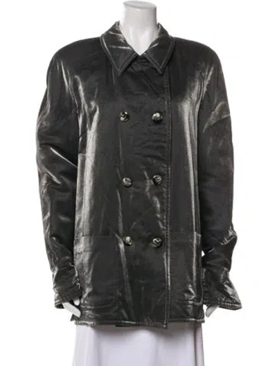 Pre-owned Valentino Vintage Miss V Trench Coat In Gray