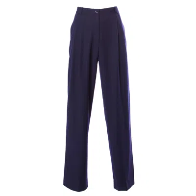 Pre-owned Valentino Vintage Navy Blue High Waisted Pleated Trousers Pants Slacks