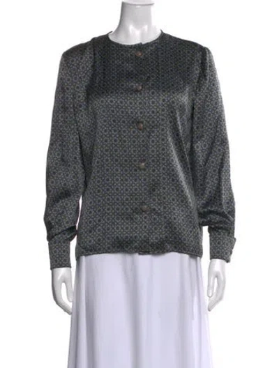 Pre-owned Valentino Vintage Patterned Blouse In Grey