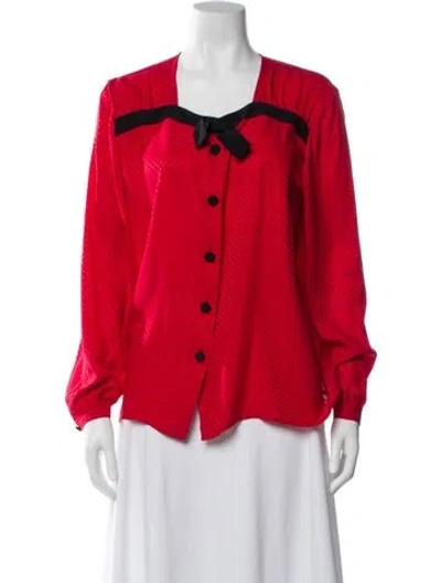 Pre-owned Valentino Vintage Patterned Blouse In Red