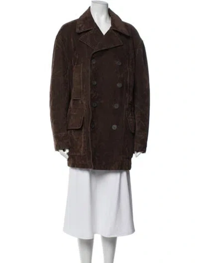 Pre-owned Valentino Vintage Peacoat In Brown