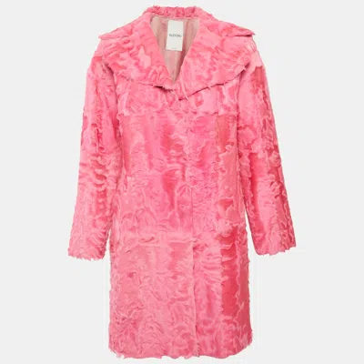 Pre-owned Valentino Vintage Pink Fur Mid-length Coat S