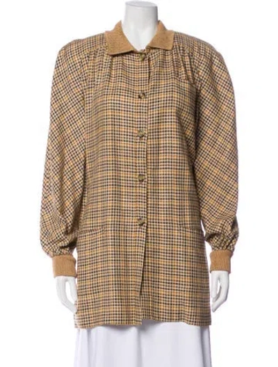 Pre-owned Valentino Vintage Plaid Print Evening Jacket In Neutral