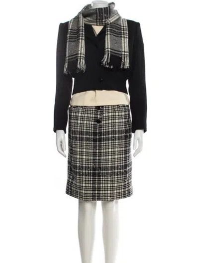 Pre-owned Valentino Vintage Plaid Print Skirt Suit