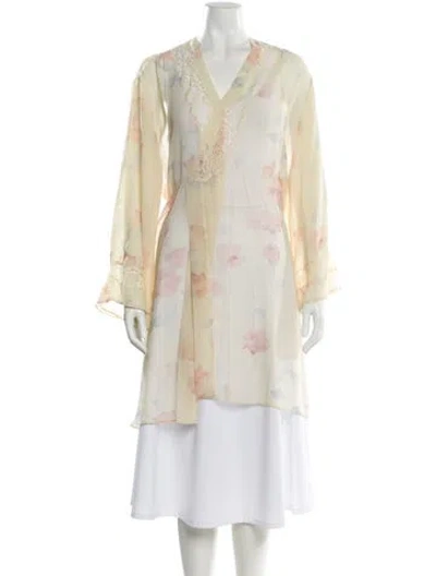 Pre-owned Valentino Vintage Printed Robe In Neutral