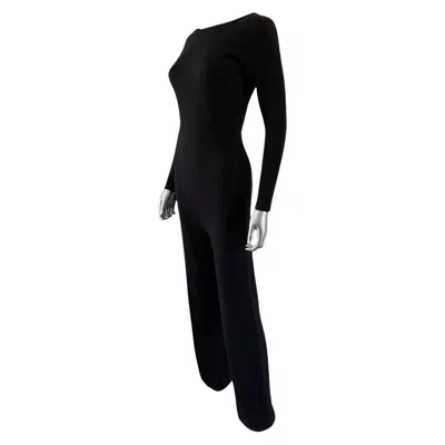 Pre-owned Valentino Vintage Rare  Jumpsuit In Black Wool & Cashmere Italy Size M