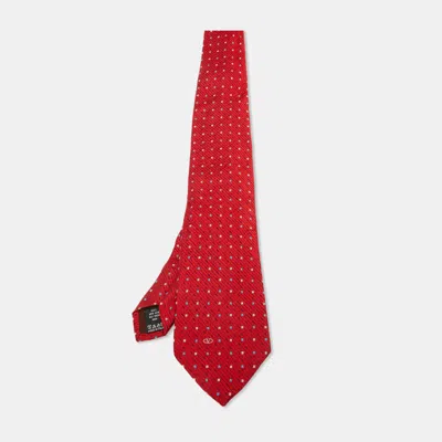 Pre-owned Valentino Garavani Vintage Red Jacquard Silk Traditional Tie
