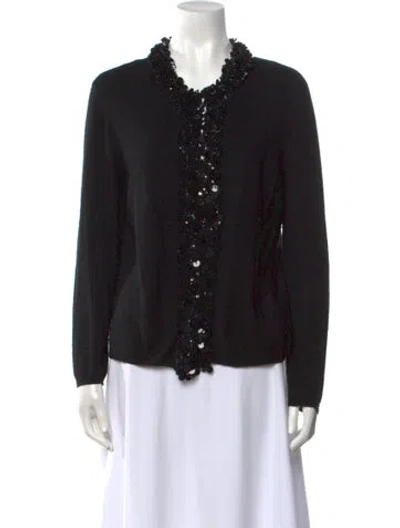 Pre-owned Valentino Vintage Scoop Neck Sweater In Black