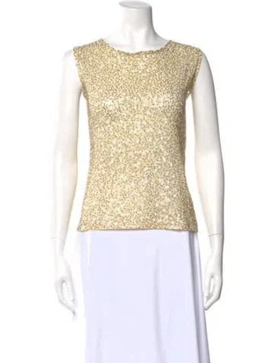 Pre-owned Valentino Vintage Sequin Top In Neutral