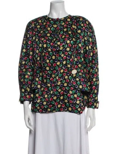 Pre-owned Valentino Vintage Silk Blouse In Black