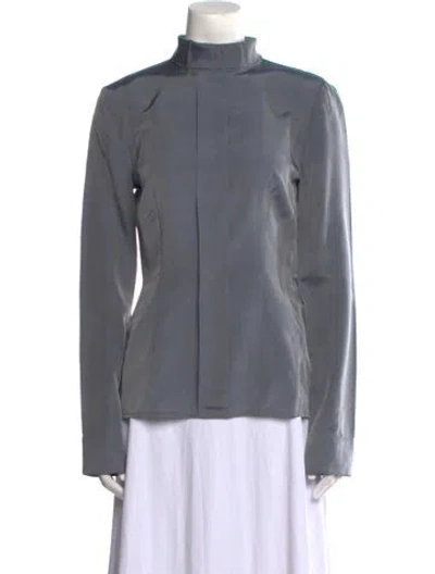 Pre-owned Valentino Vintage Silk Blouse In Blue