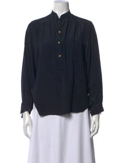Pre-owned Valentino Vintage Silk Blouse In Blue