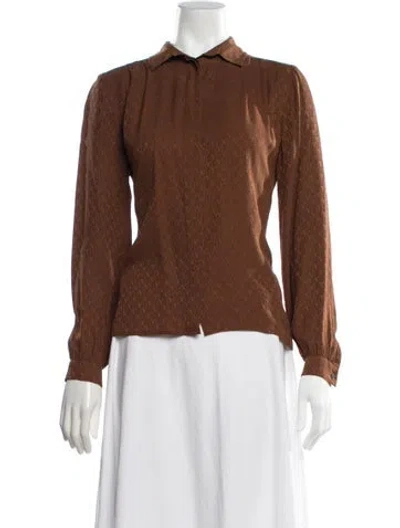 Pre-owned Valentino Vintage Silk Blouse In Brown