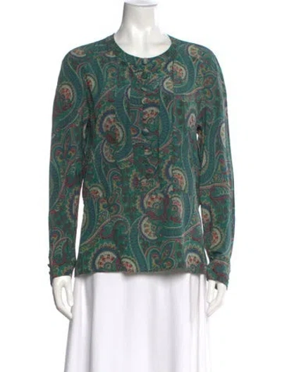 Pre-owned Valentino Vintage Silk Blouse In Green