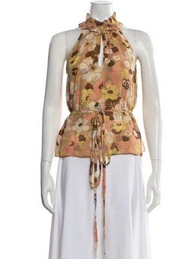 Pre-owned Valentino Vintage Silk Blouse In Neutrals
