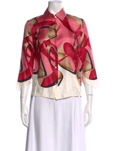Pre-owned Valentino Vintage Silk Blouse In Pink