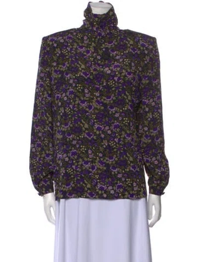 Pre-owned Valentino Vintage Silk Blouse In Purple