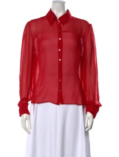 Pre-owned Valentino Vintage Silk Blouse In Red