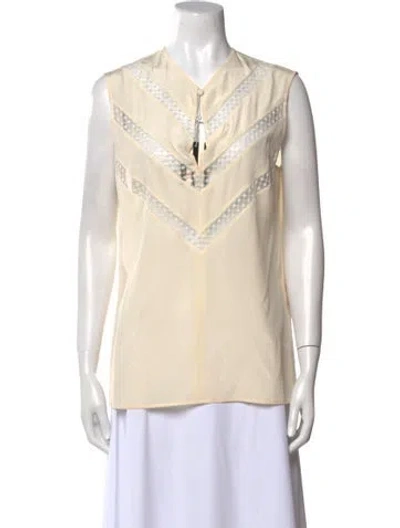 Pre-owned Valentino Vintage Silk Blouse W/ Tags In Neutral