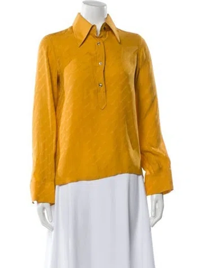 Pre-owned Valentino Vintage Silk Blouse In Yellow