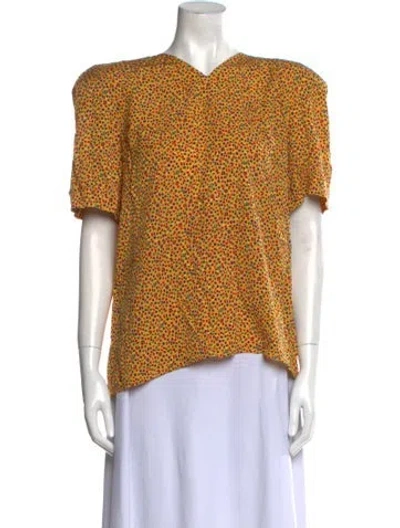 Pre-owned Valentino Vintage Silk Blouse In Yellow