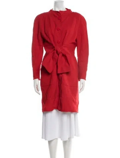 Pre-owned Valentino Vintage Silk Coat In Red