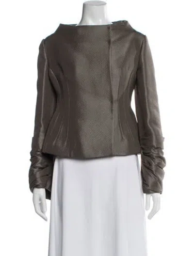 Pre-owned Valentino Vintage Silk Jacket In Grey