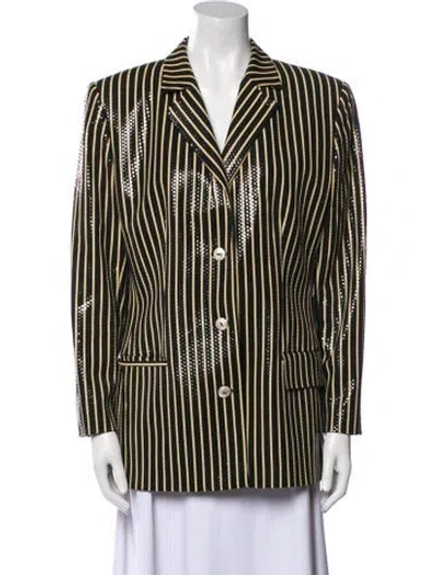 Pre-owned Valentino Vintage Striped Blazer In Black