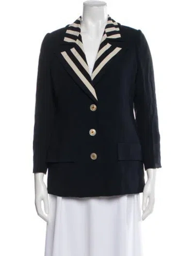 Pre-owned Valentino Vintage Striped Blazer In Blue