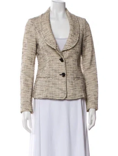 Pre-owned Valentino Vintage Tweed Pattern Blazer In Brown