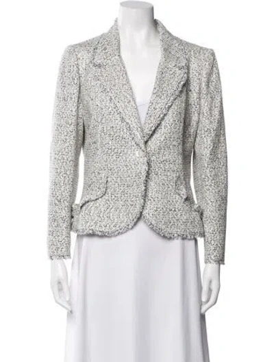 Pre-owned Valentino Vintage Tweed Pattern Blazer In Neutrals