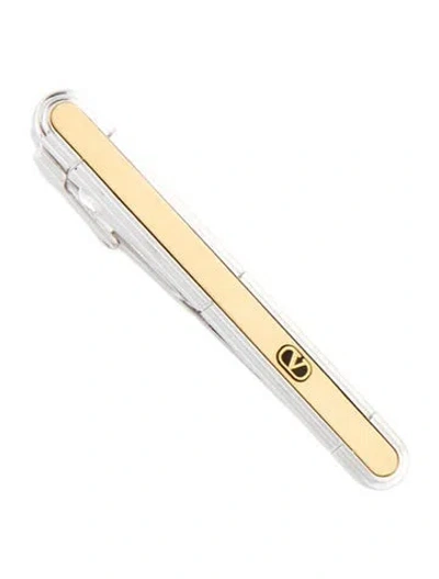 Pre-owned Valentino Garavani Vintage Two-tone Tie Clip In Black