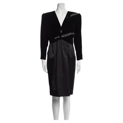 Pre-owned Valentino Vintage  Boutique Dress, 1980's In Black