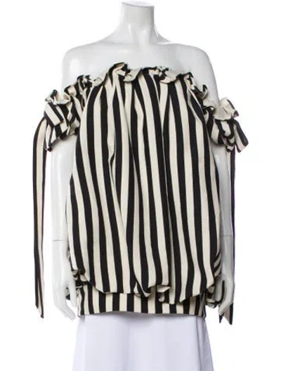 Pre-owned Valentino Vintage Virgin Wool Blouse W/ Tags In Neutral