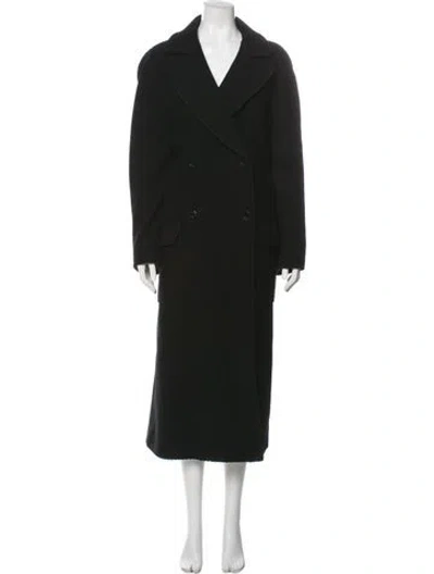 Pre-owned Valentino Vintage Virgin Wool Coat In Black