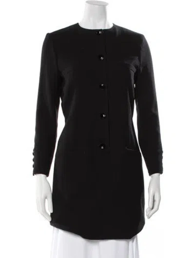 Pre-owned Valentino Vintage Virgin Wool Coat In Black
