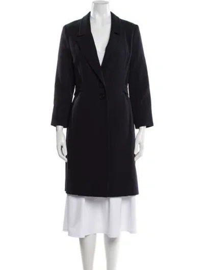 Pre-owned Valentino Vintage Virgin Wool Coat In Blue