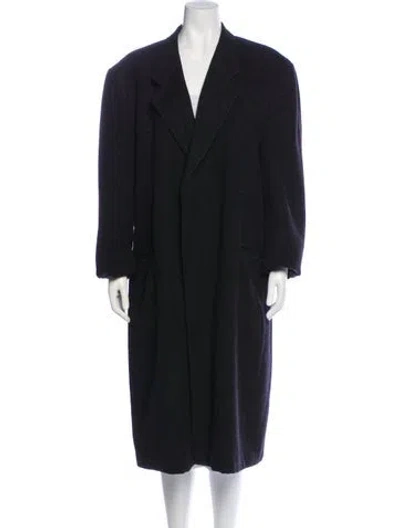 Pre-owned Valentino Vintage Virgin Wool Faux Fur Coat In Black