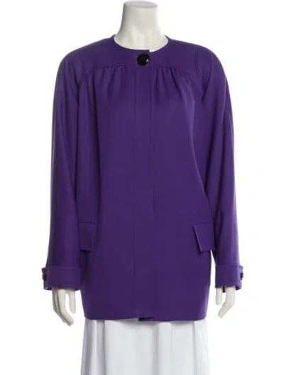 Pre-owned Valentino Vintage Virgin Wool Jacket In Purple