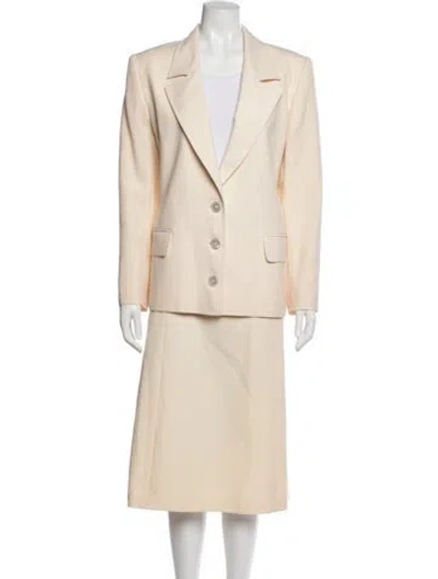 Pre-owned Valentino Vintage Virgin Wool Skirt Set In Neutral