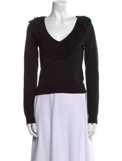 Pre-owned Valentino Vintage Virgin Wool Sweater In Black