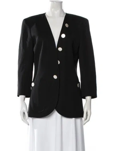 Pre-owned Valentino Vintage Wool Blazer In Black
