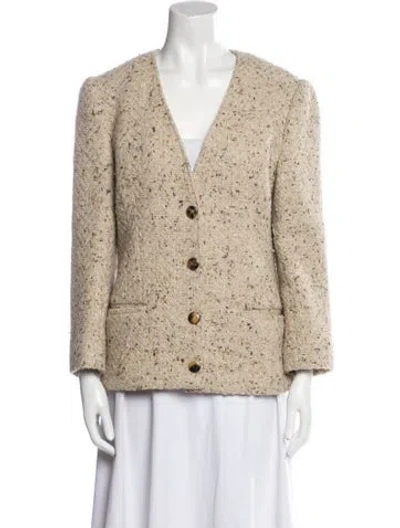 Pre-owned Valentino Vintage Wool Blazer In Neutral