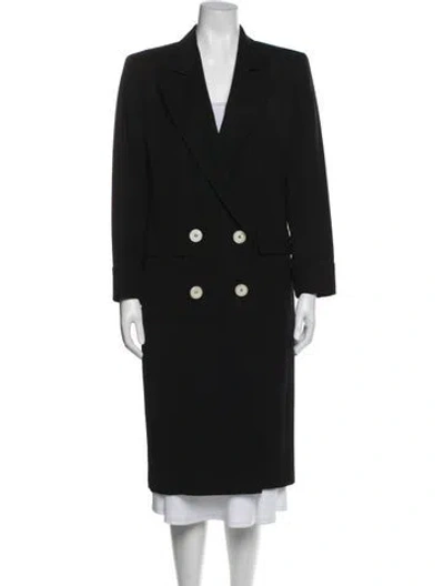 Pre-owned Valentino Vintage Wool Coat In Black