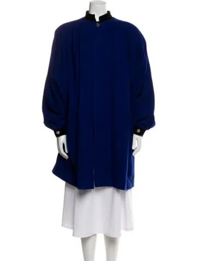 Pre-owned Valentino Vintage Wool Coat In Blue